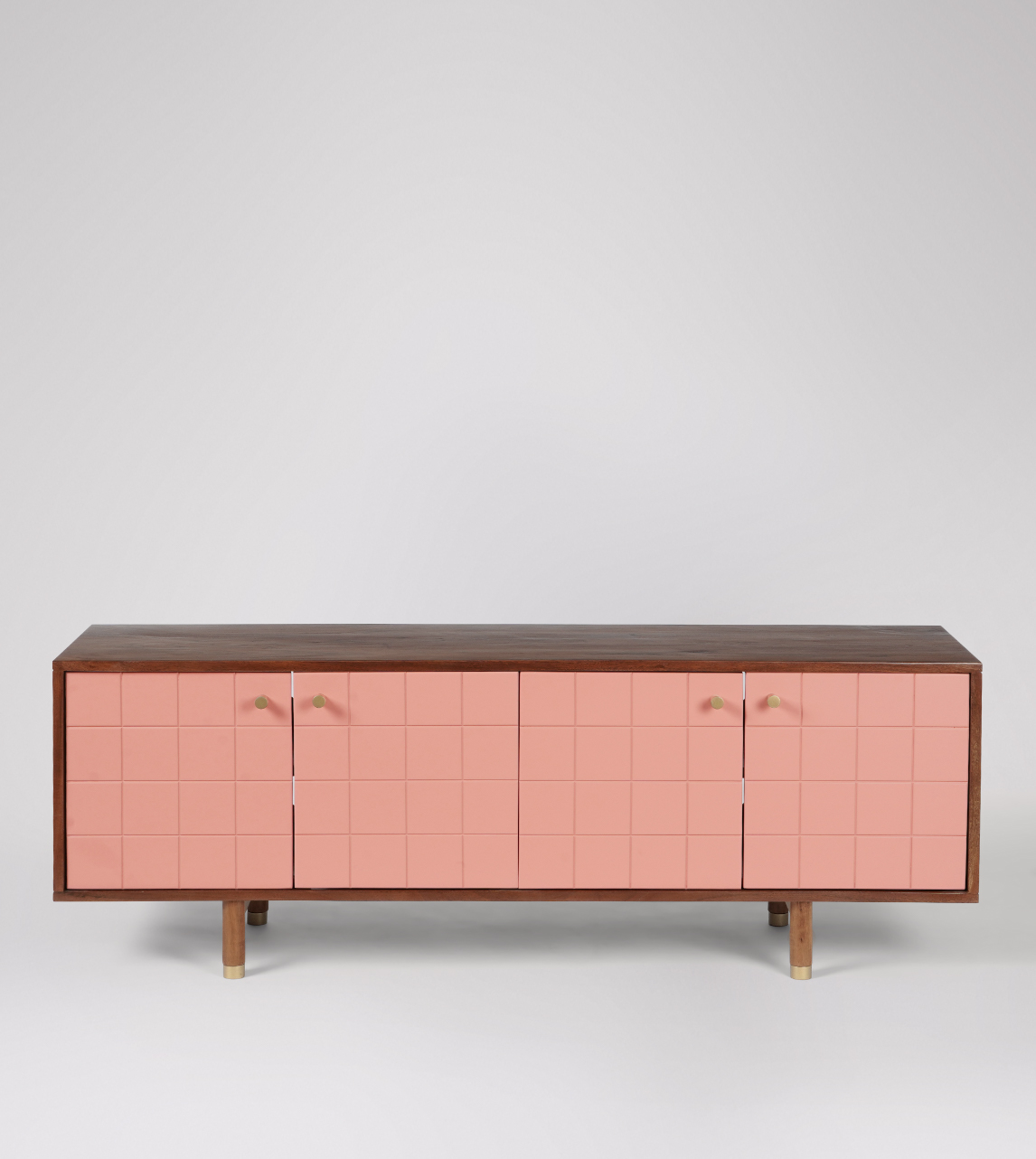 Rook Scandi TV Stand in Pink & Dark Brown Acacia | Swoon
