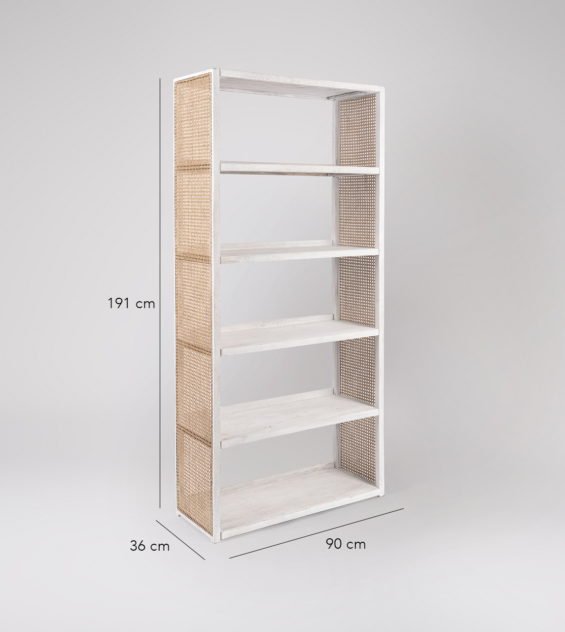 White wicker store bookcase