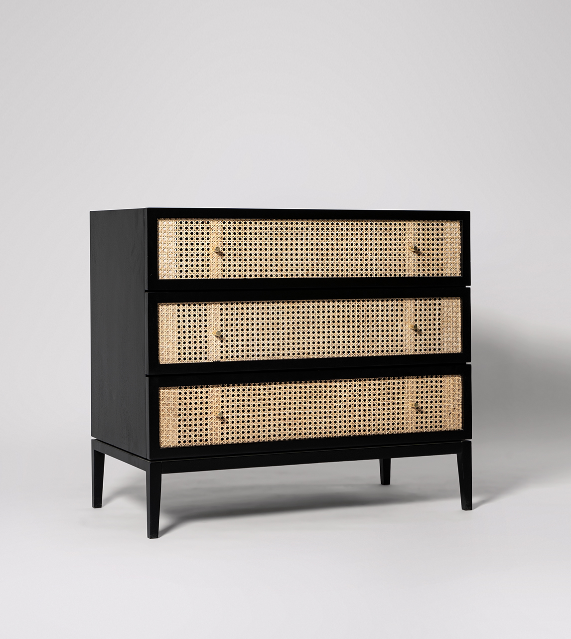 Raphia Three-drawer Chest of Drawers, Mid-Century Modern Style in Black ...