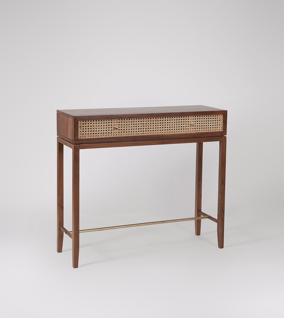 Raphia Mid Century Console Table in Acacia Natural Rattan Swoon