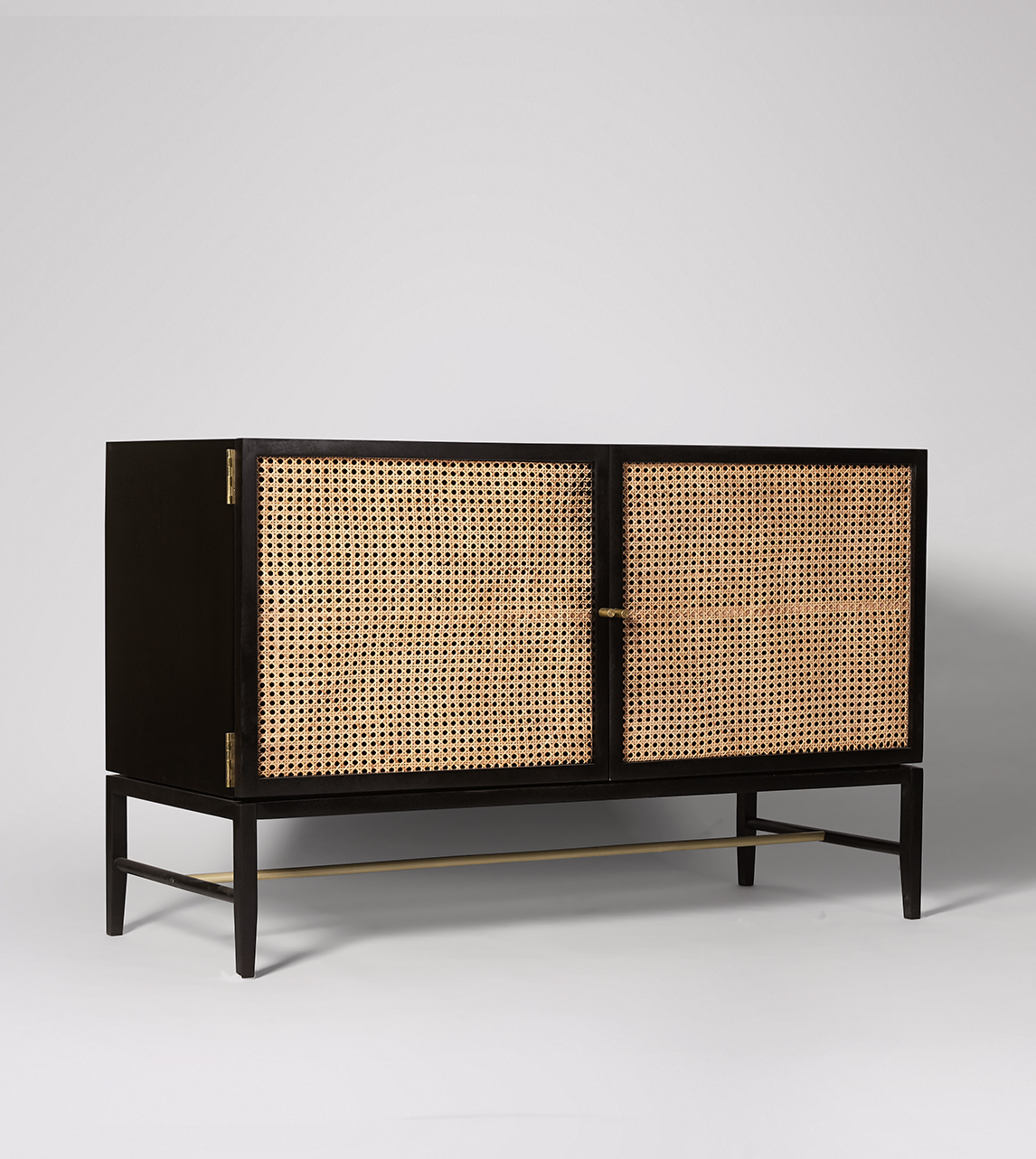 Raphia Contemporary Sideboard in Rattan, Black Mango Wood ... Raphia Contemporary Sideboard in Rattan, Black Mango Wood ...