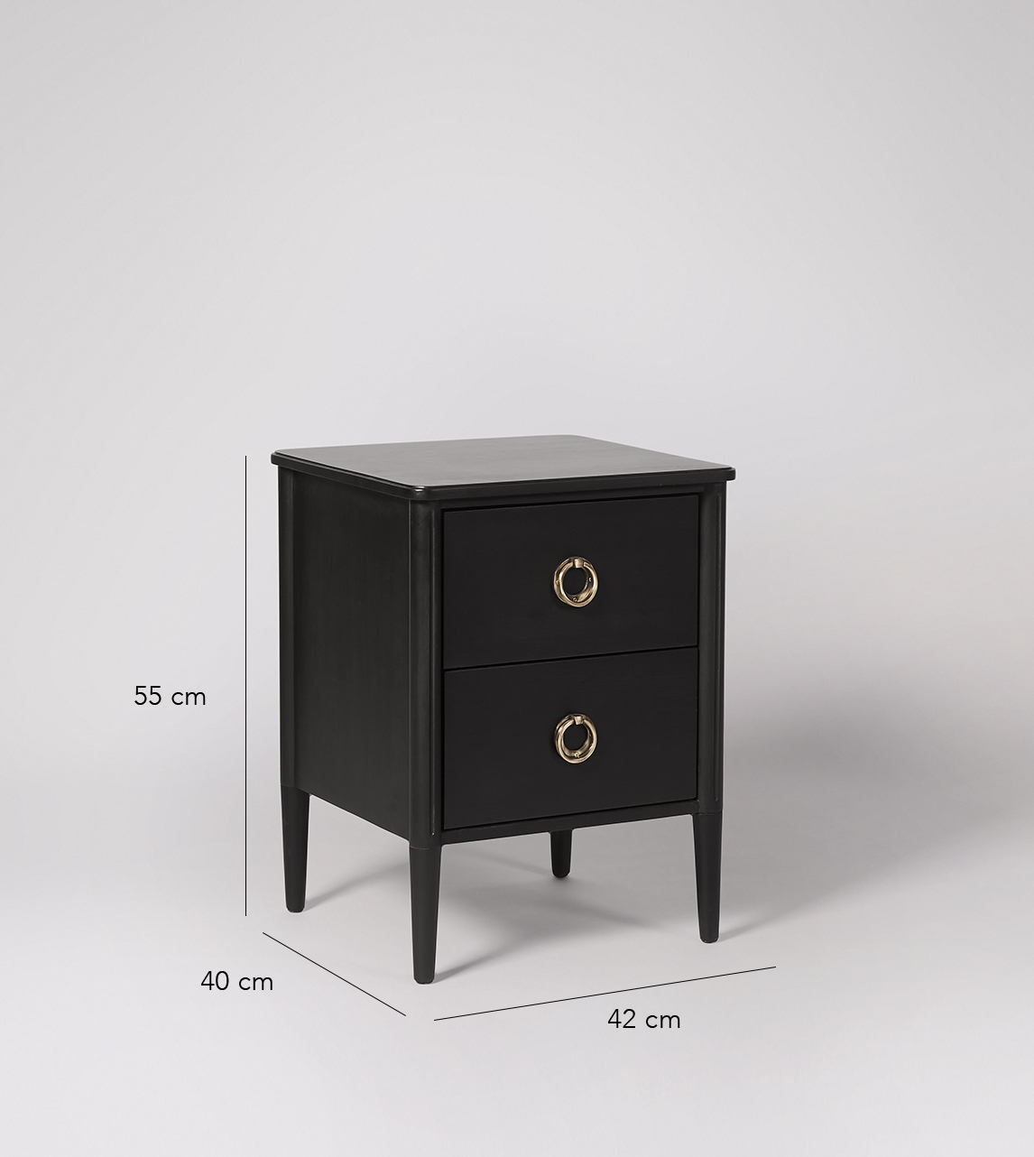 Reyna Scandi Bedside Table in Charcoal & Brass Swoon
