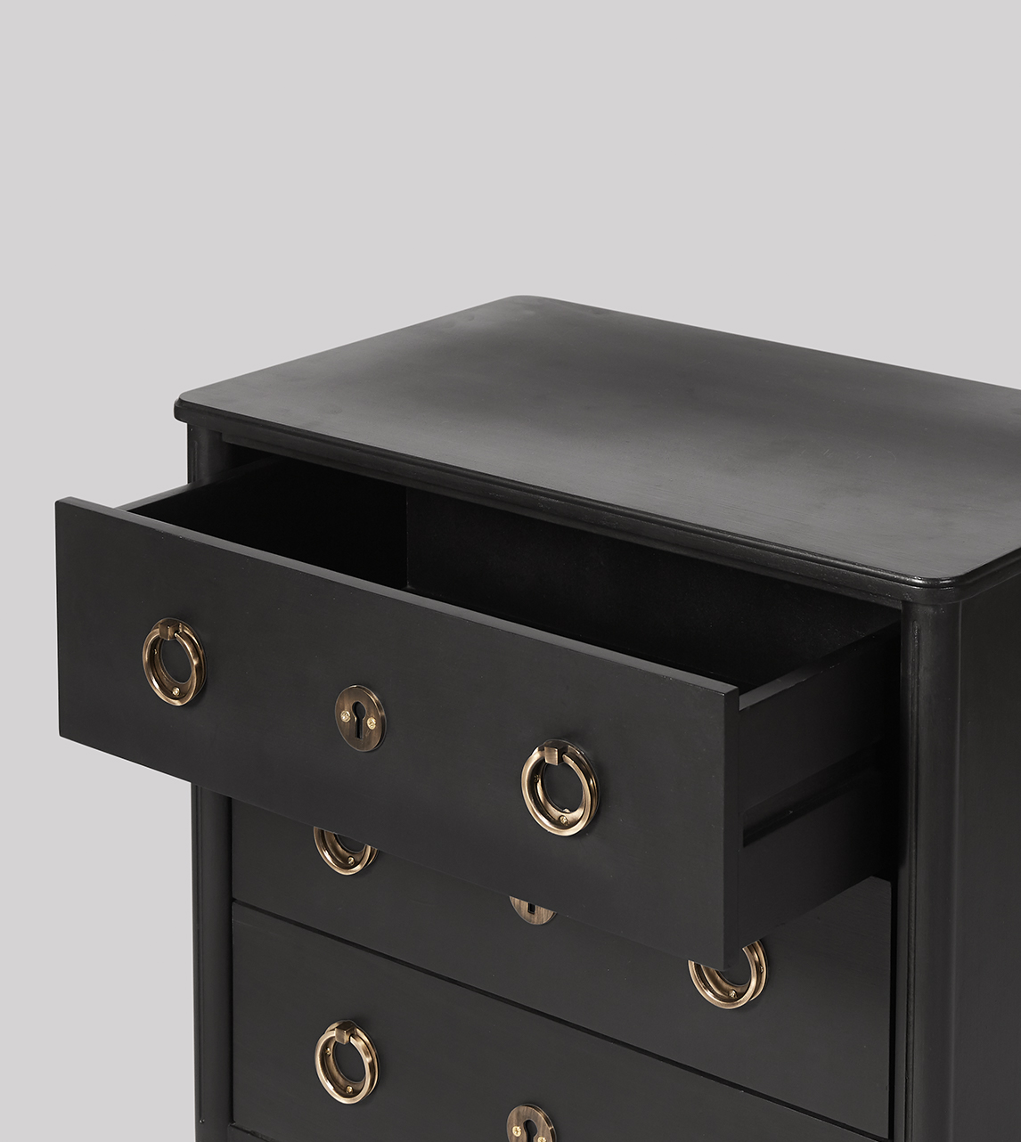 Reyna Scandi Style Small Chest of Drawers in Charcoal & Brass Swoon