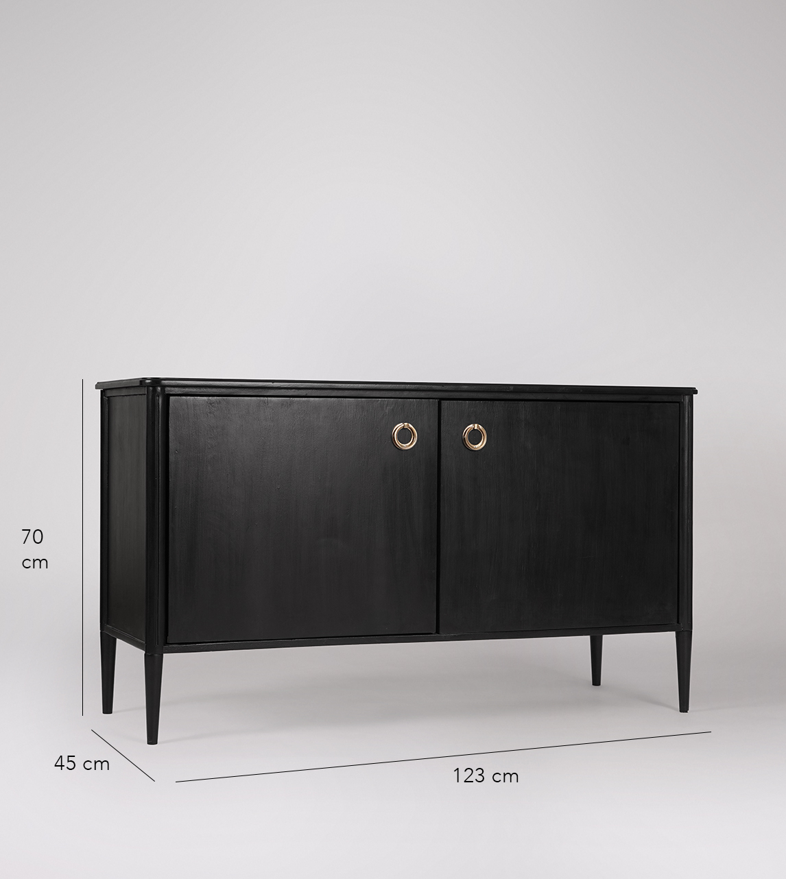 Reyna Classic Sideboard in Matt Charcoal Mango Wood & Brass Swoon