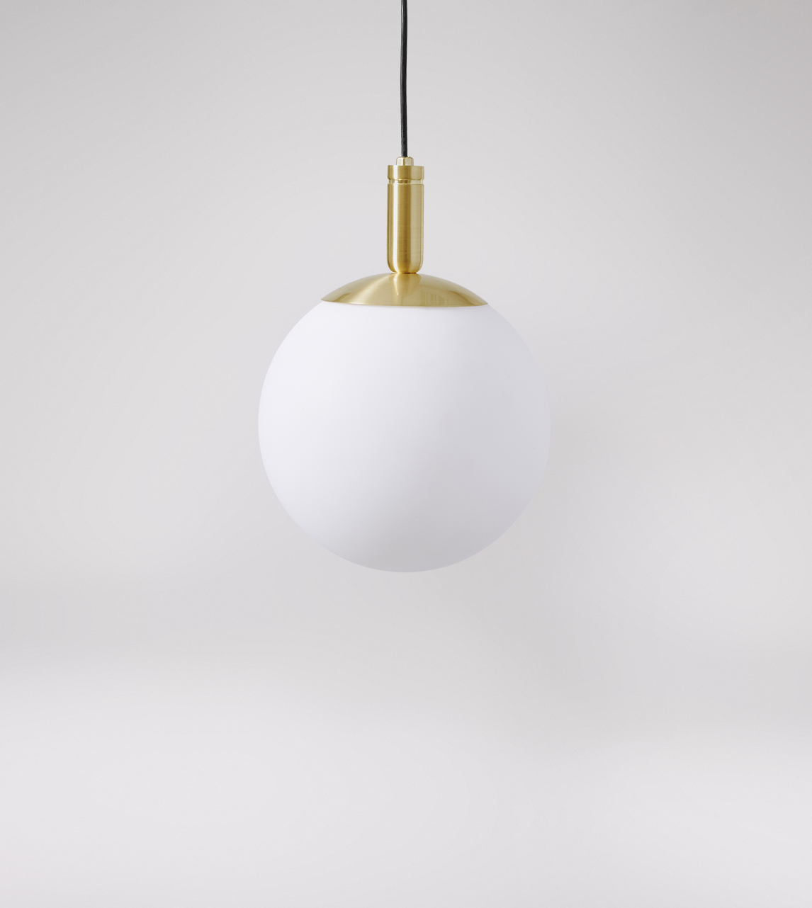 Rhe MidCentury Style Large Pendant in Frosted Glass & Brass Plated Swoon