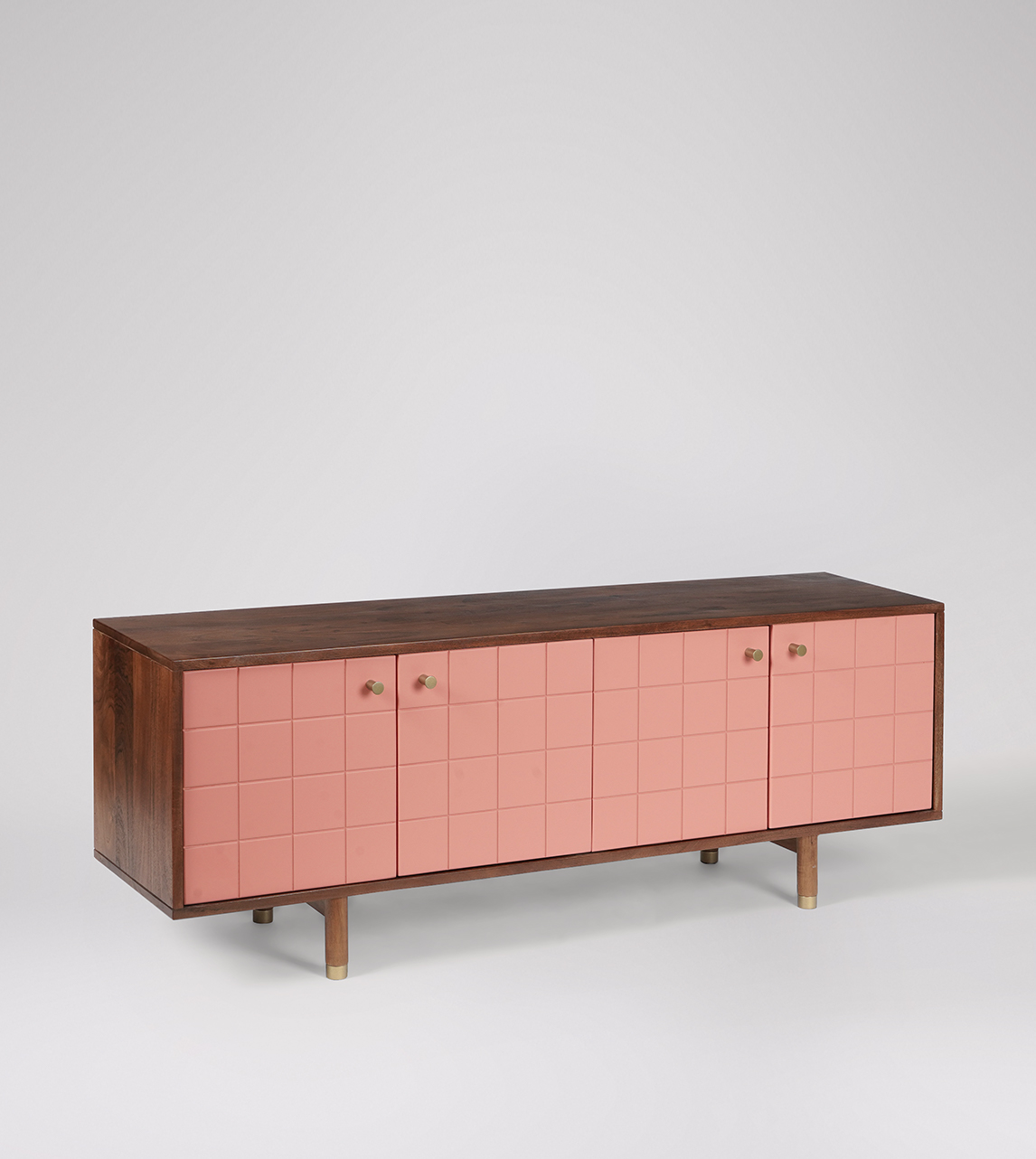 Rook Scandi TV Stand in Pink & Dark Brown Acacia Swoon