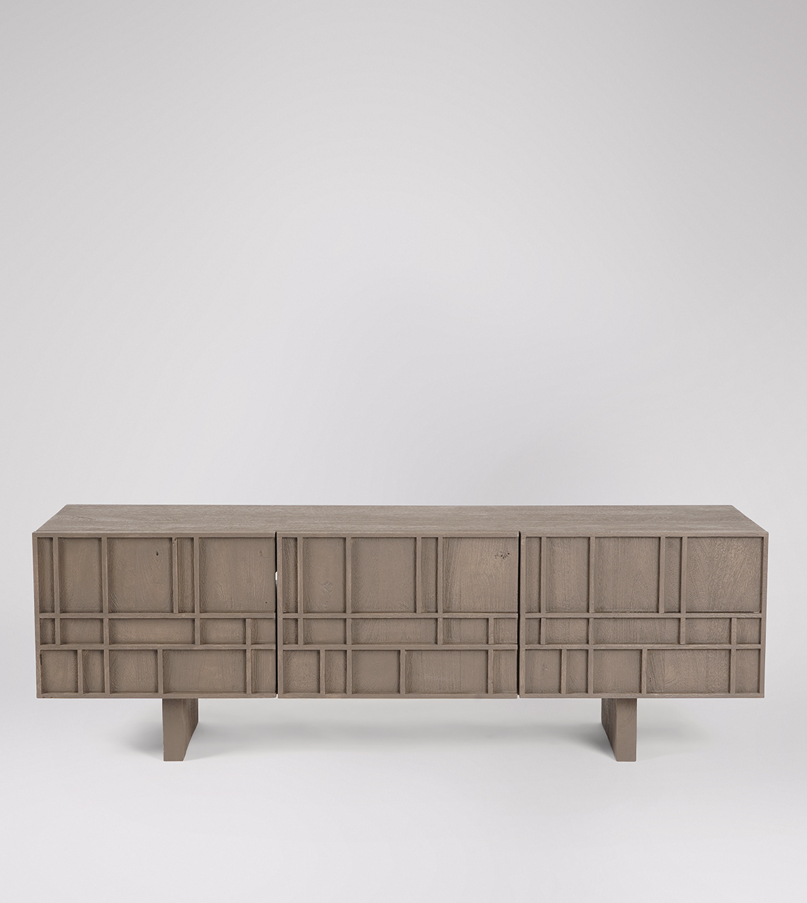 Rushden Scandi TV Stand in Sandblasted Grey Mango Wood Swoon