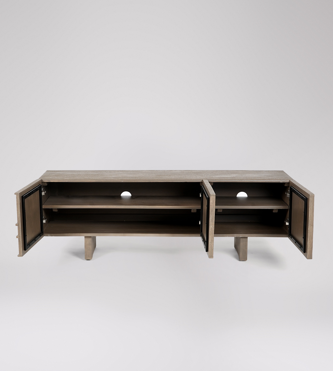 Rushden Scandi TV Stand in Sandblasted Grey Mango Wood Swoon