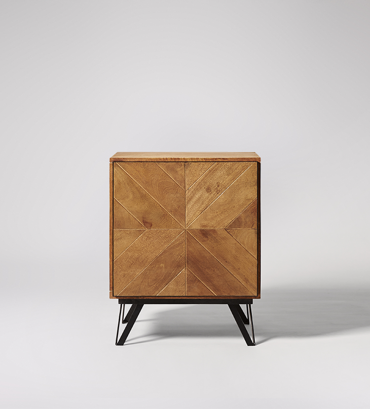Bedside Cabinet Industrial Style In Mango Wood 179
