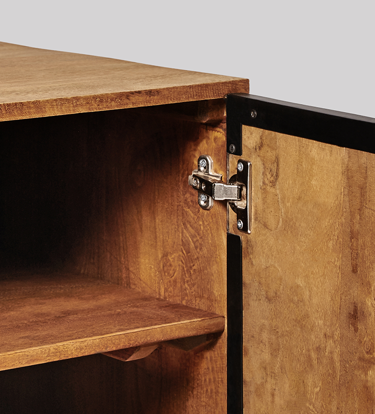 Bedside cabinet, Industrial style in mango wood - £179