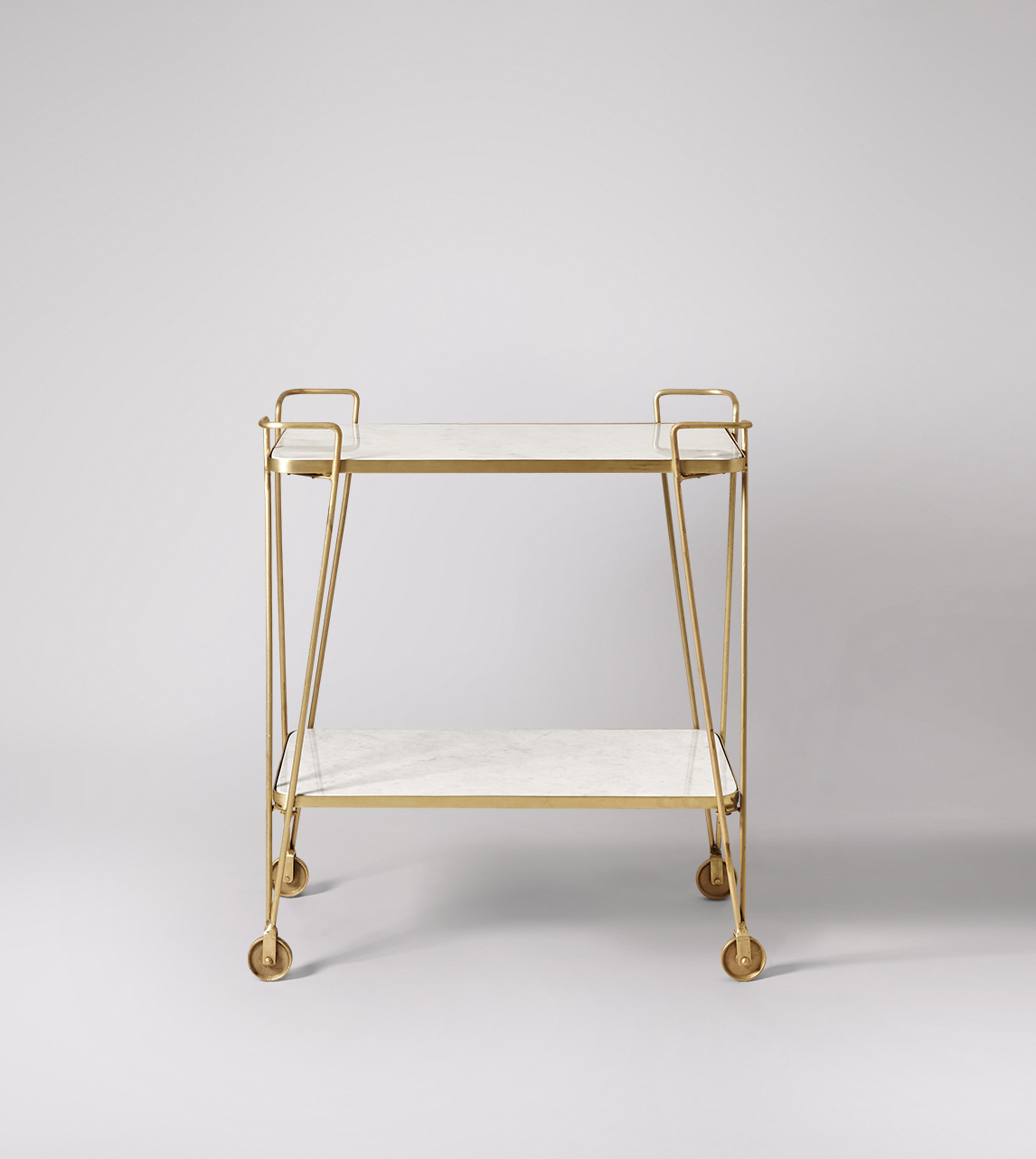 Trolley, Art Deco style in Brass & White Marble | Swoon