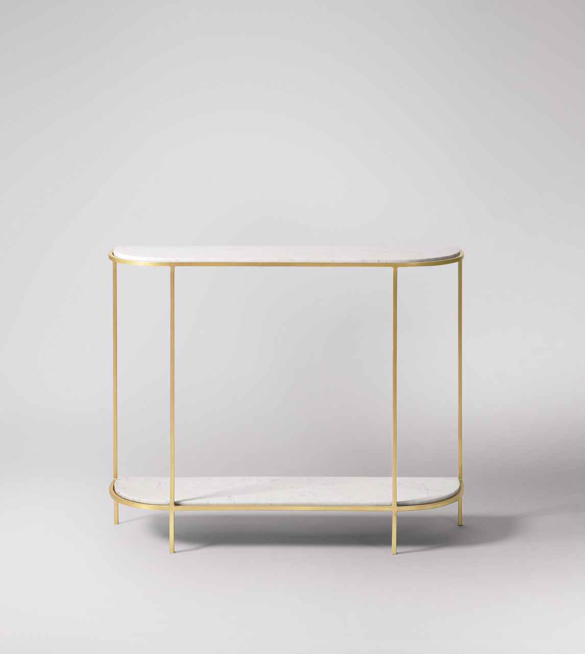 glass brass console table