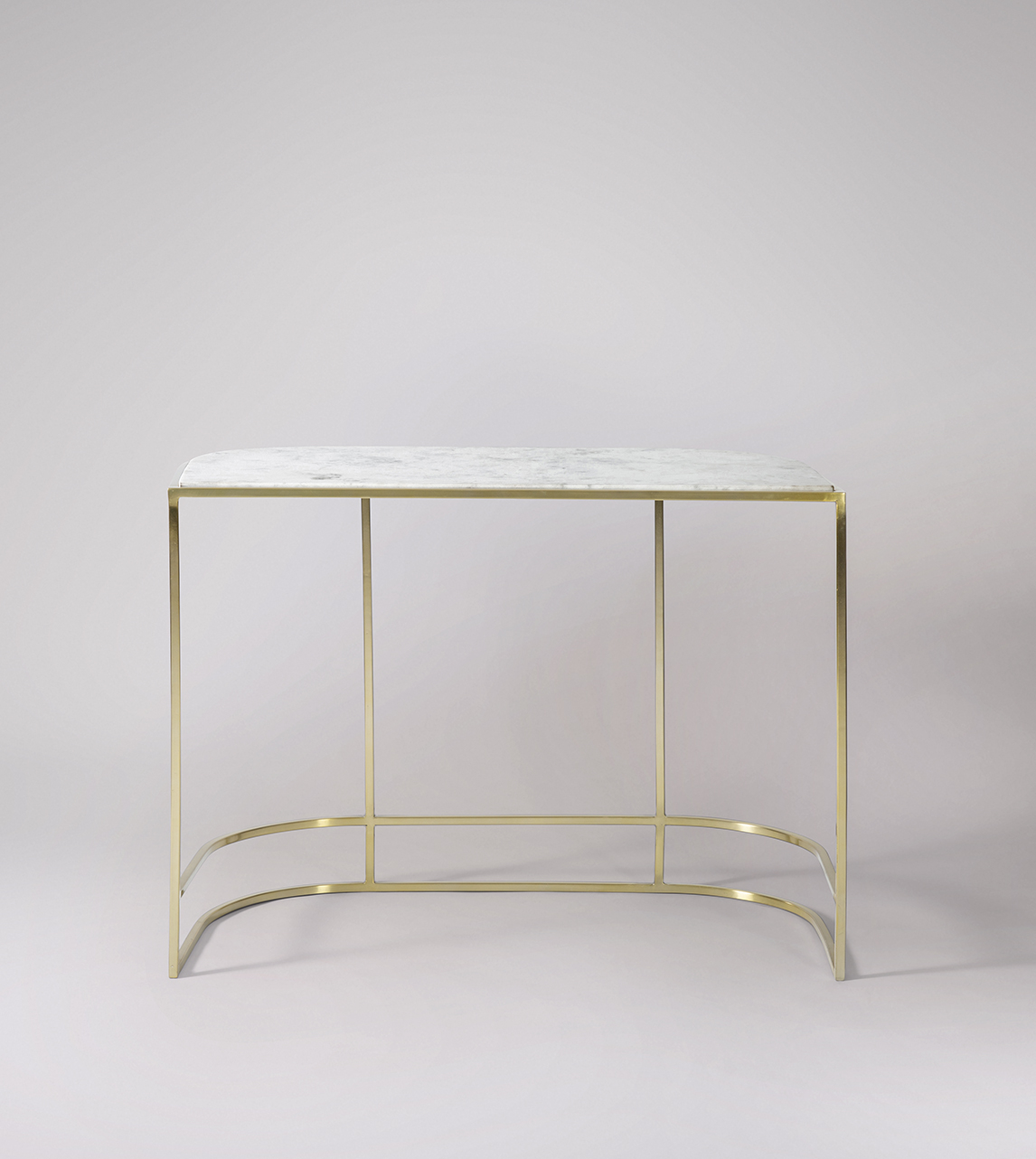 White desk top brass legs