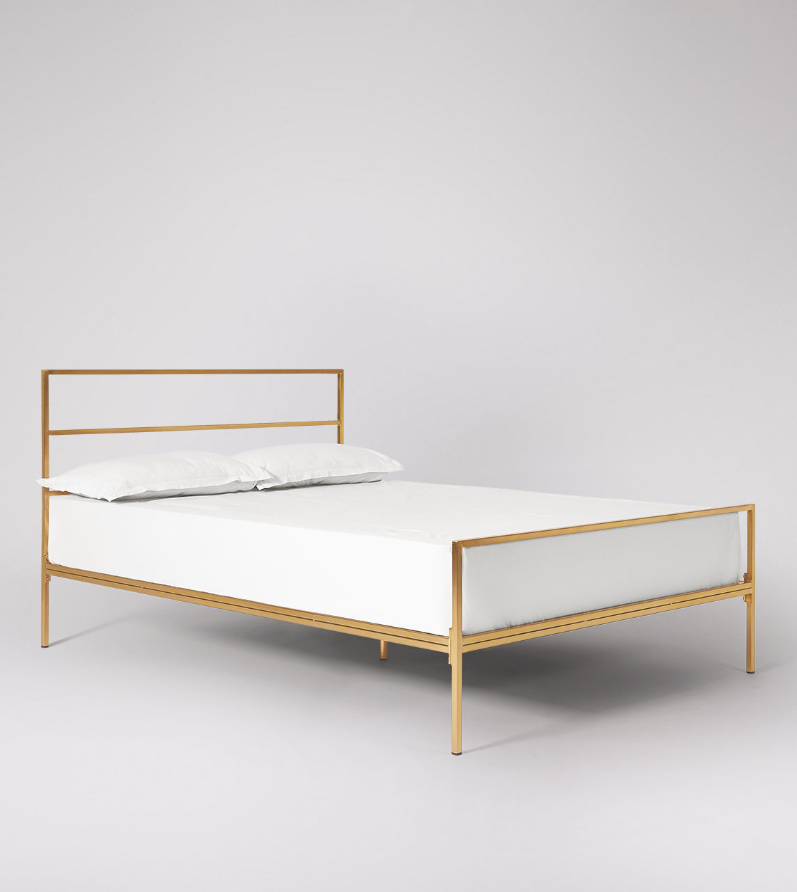 Soleil Industrial Style Antique Brass King Size Bed Frame Swoon