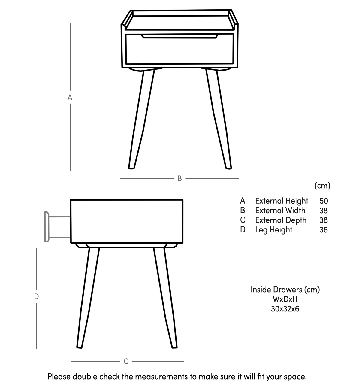 Southwark Scandinavian Bedside Table with Drawer in Natural Oakstained