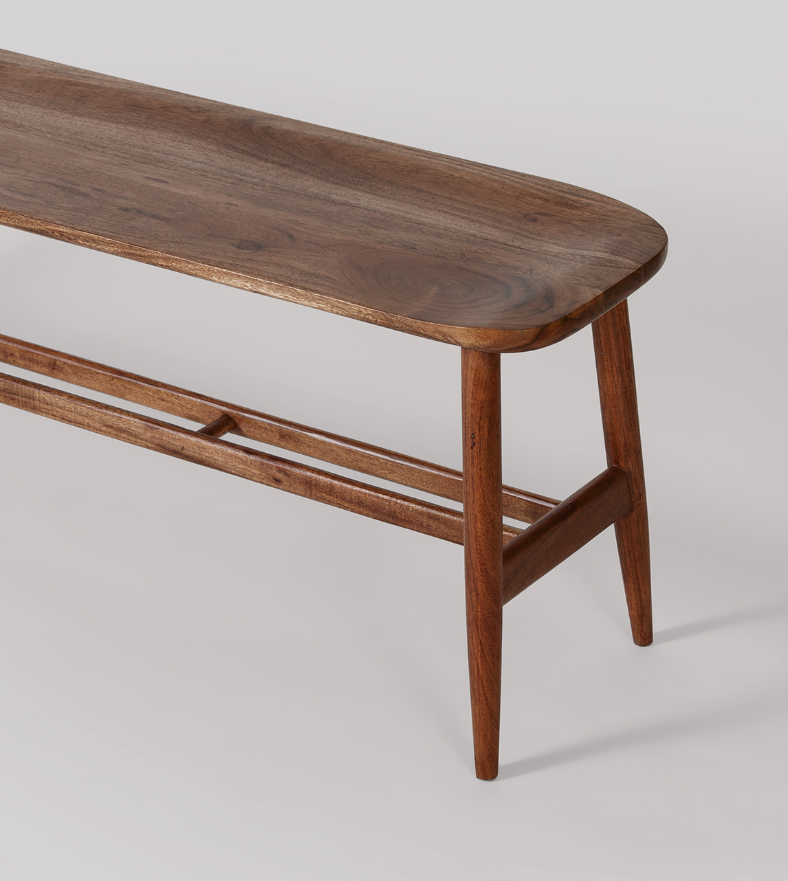 Southwark MidCentury Scandi Large Bench in Dark Brown Acacia Swoon