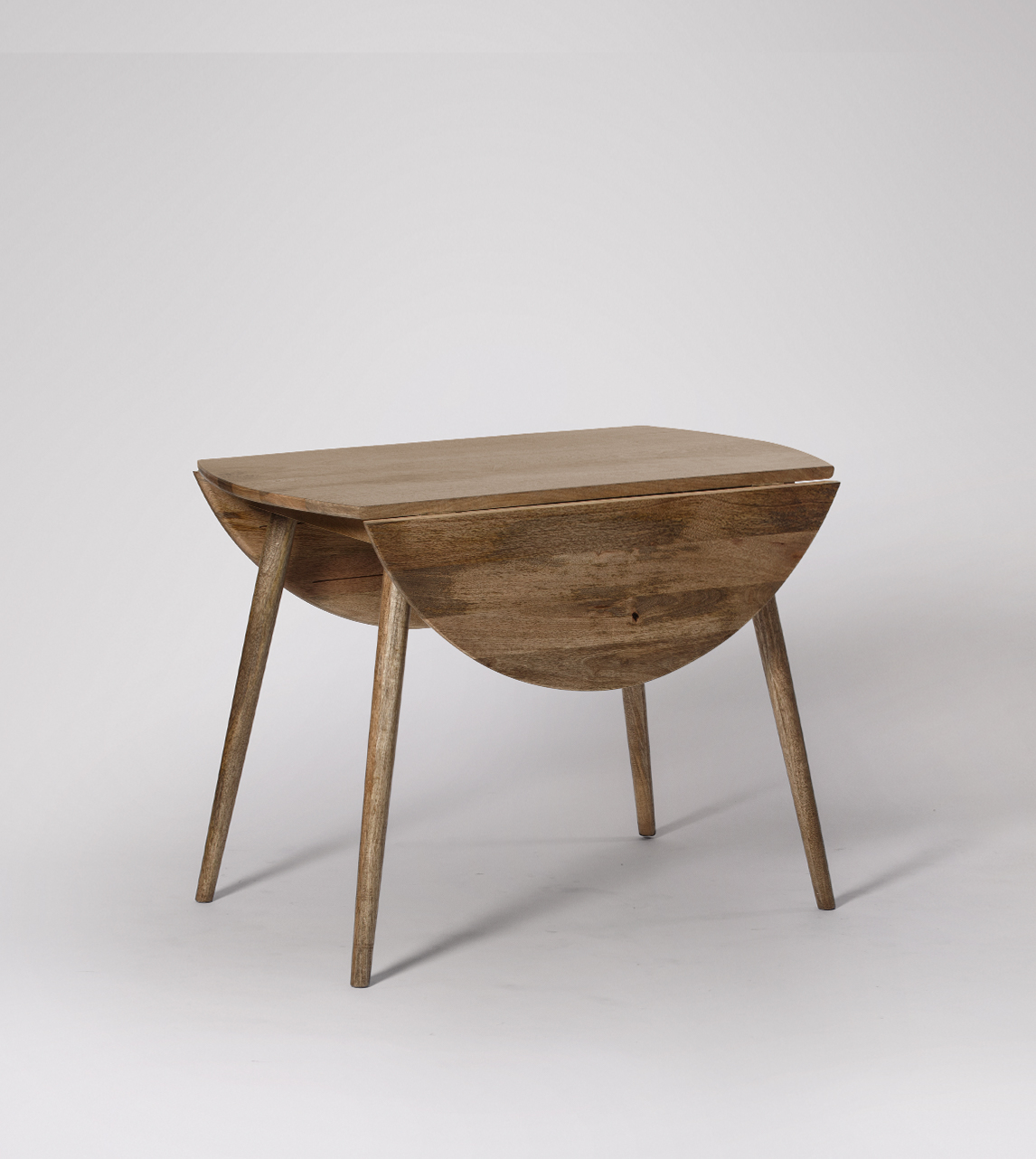 Southwark Contemporary Drop Leaf Dining Table in Natural Oak Stained Mango Wood Swoon