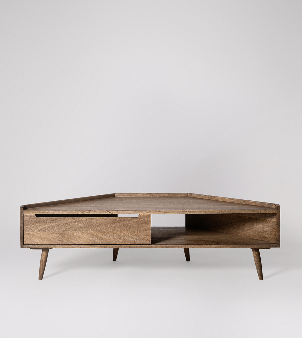 Southwark Scandi Corner TV Stand in Natural OakStained Mango Wood Swoon