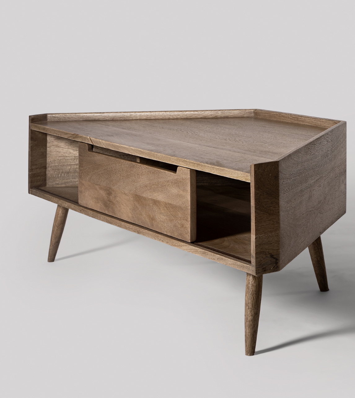 Southwark Scandi Corner TV Stand in Natural OakStained Mango Wood Swoon