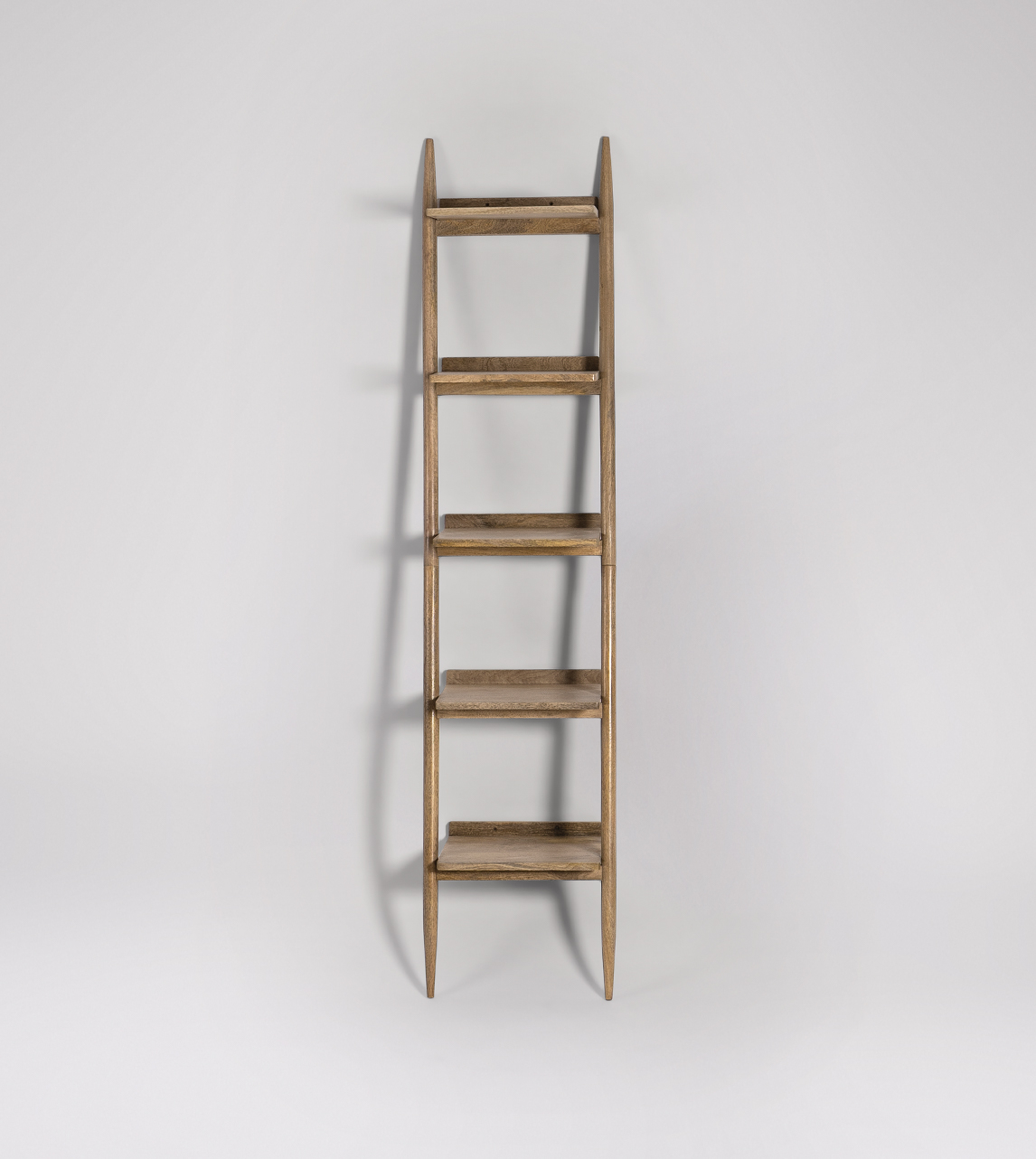 Tapered wooden ladder on sale basket shelf