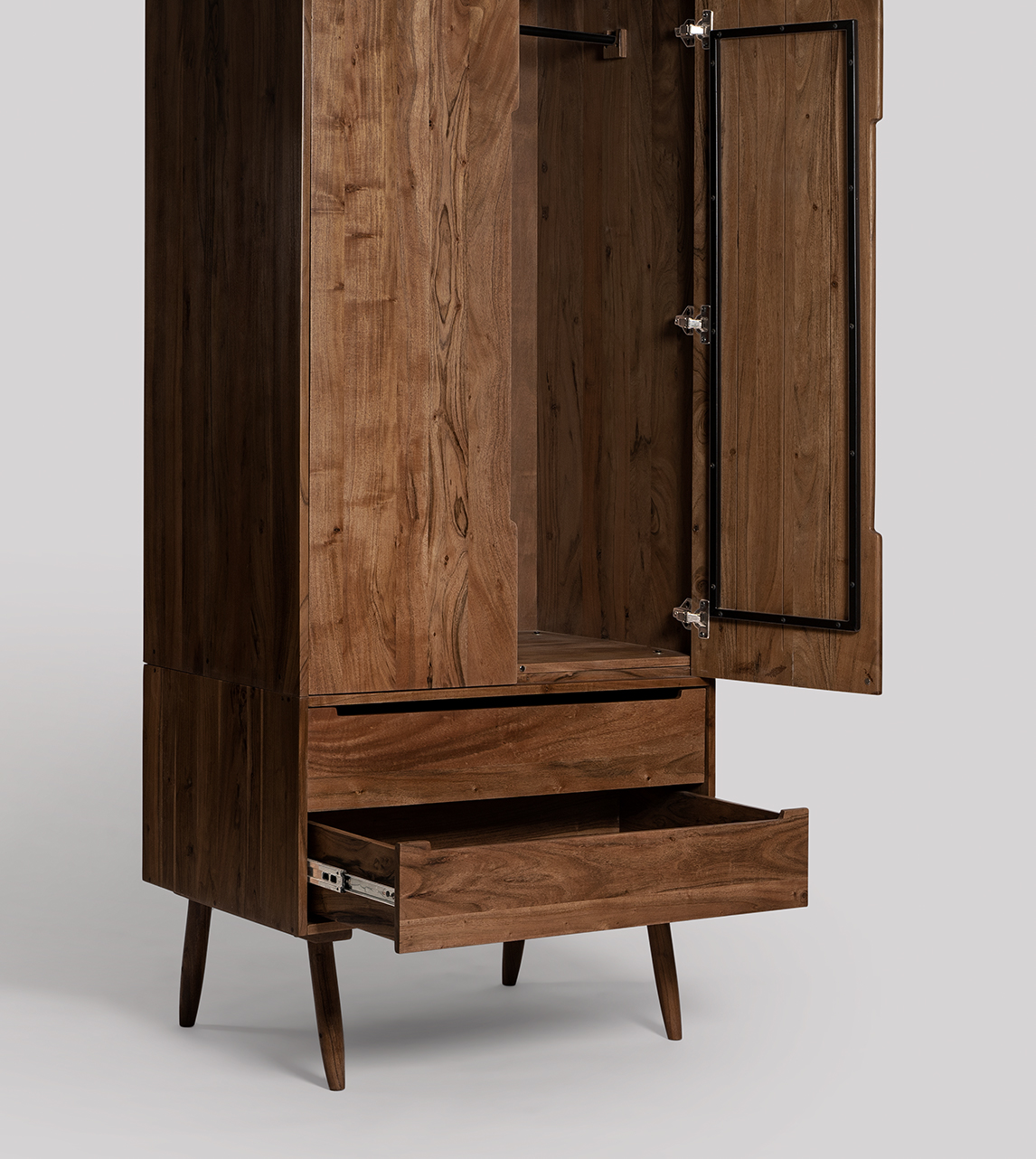 Southwark Scandinavian Double Wardrobe in Dark Brown Acacia Swoon