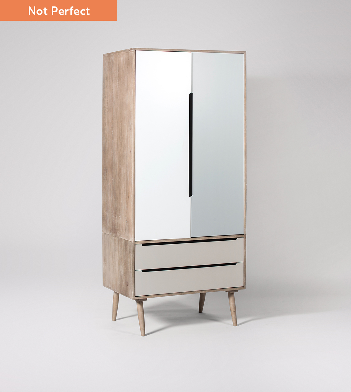 Southwark Scandi Double Wardrobe in Grey Wash Mango Wood & Grey Not