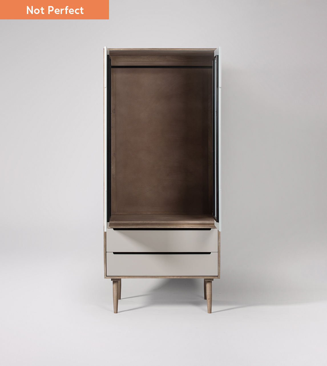 Southwark Scandi Double Wardrobe in Grey Wash Mango Wood & Grey Not