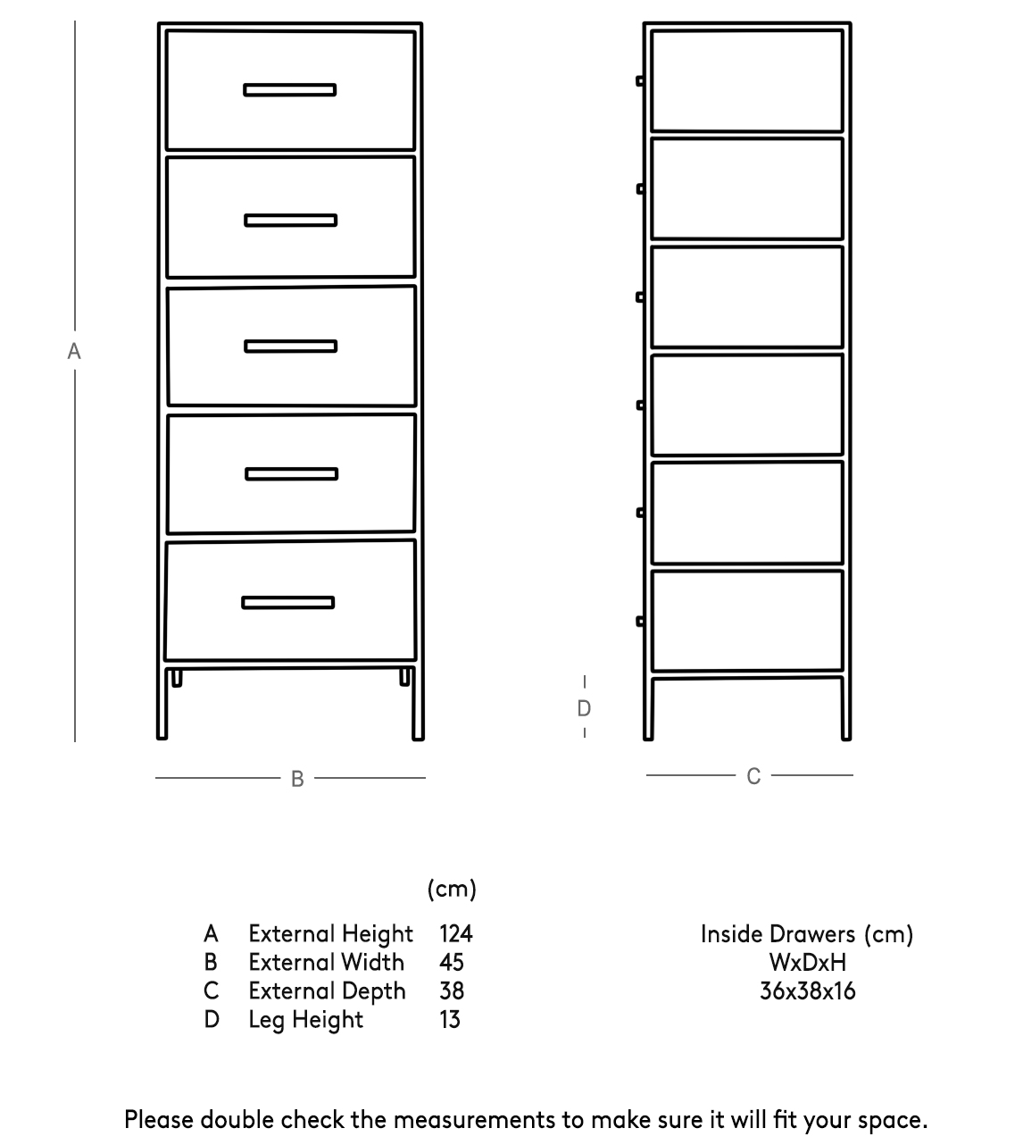Stepney Industrial Style FiveDrawer Tallboy in Gunmetal Swoon