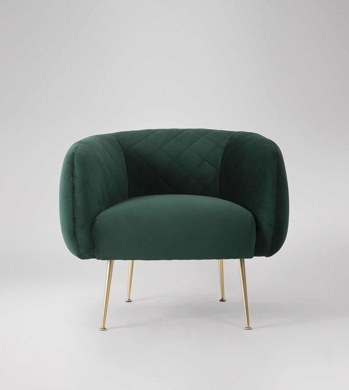 Tarr Contemporary Armchair in Dark Green Velvet & Brass Swoon