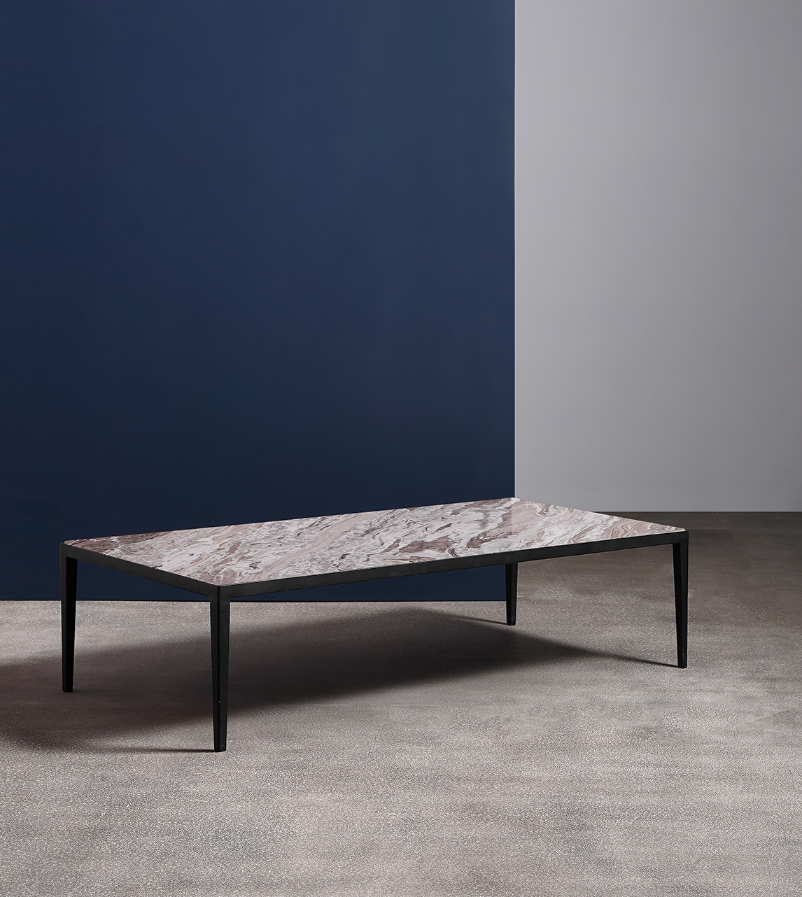 Teesdale Luxe Coffee Table in Grey Marble & Black Steel Swoon