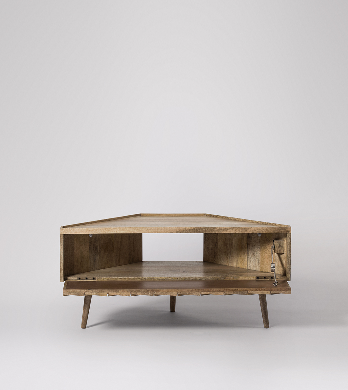 Terning MidCentury Style Corner TV Unit in Natural Mango Wood Swoon