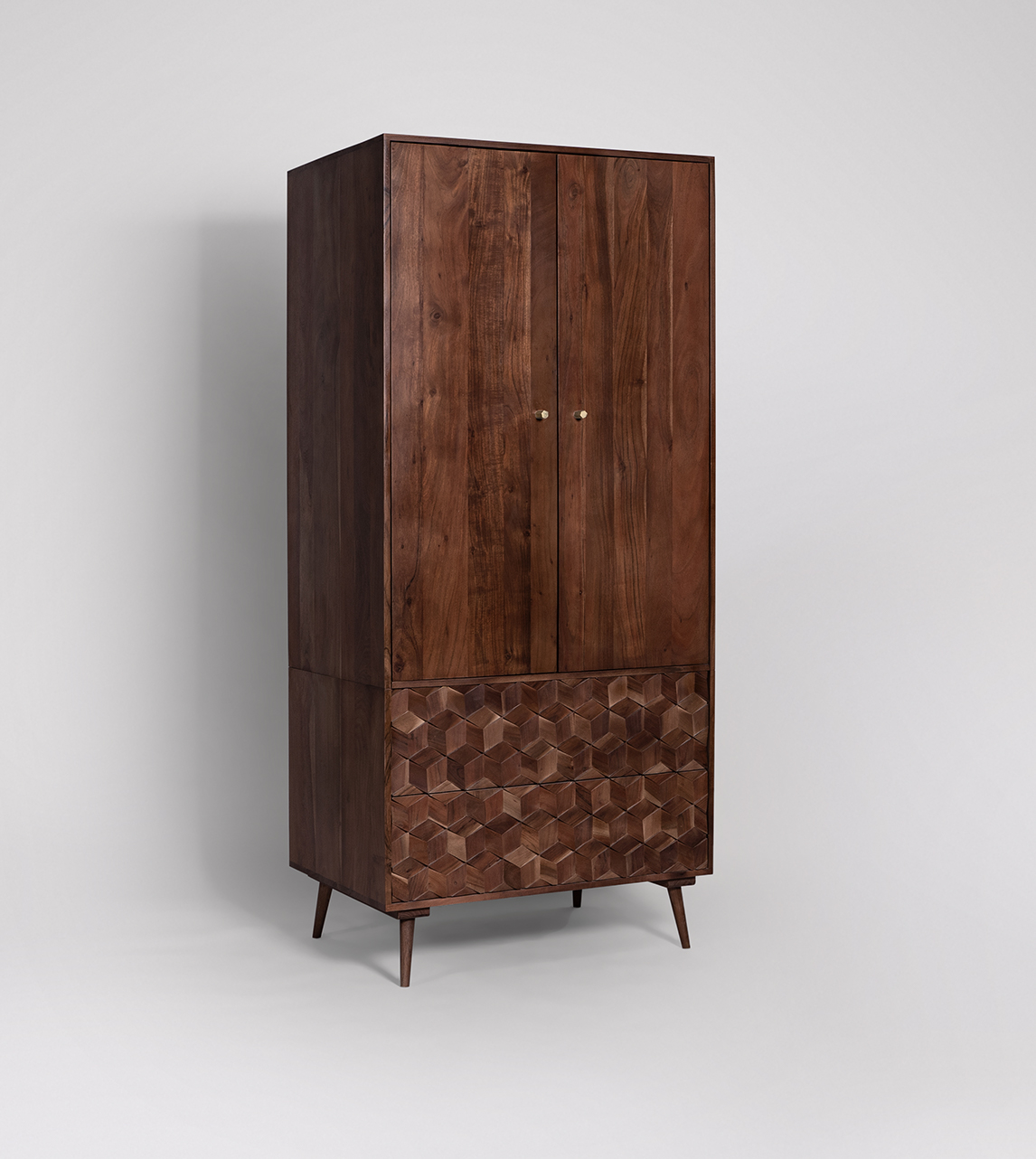 Terning MidCentury Double Wardrobe in Dark Brown Acacia Swoon