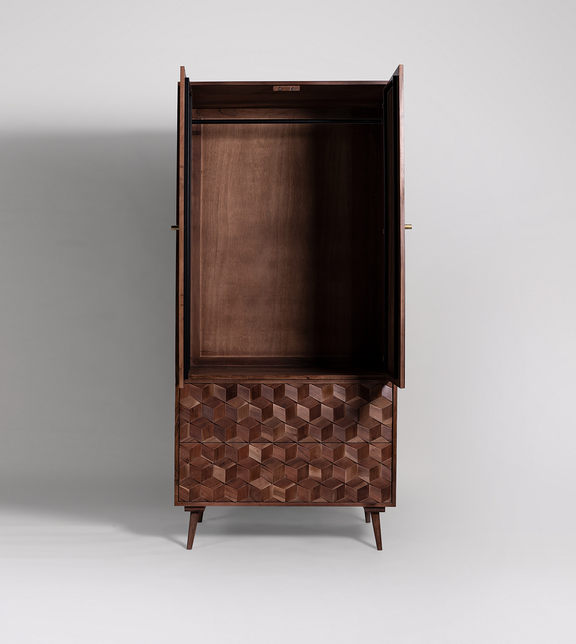 Terning MidCentury Double Wardrobe in Dark Brown Acacia Swoon