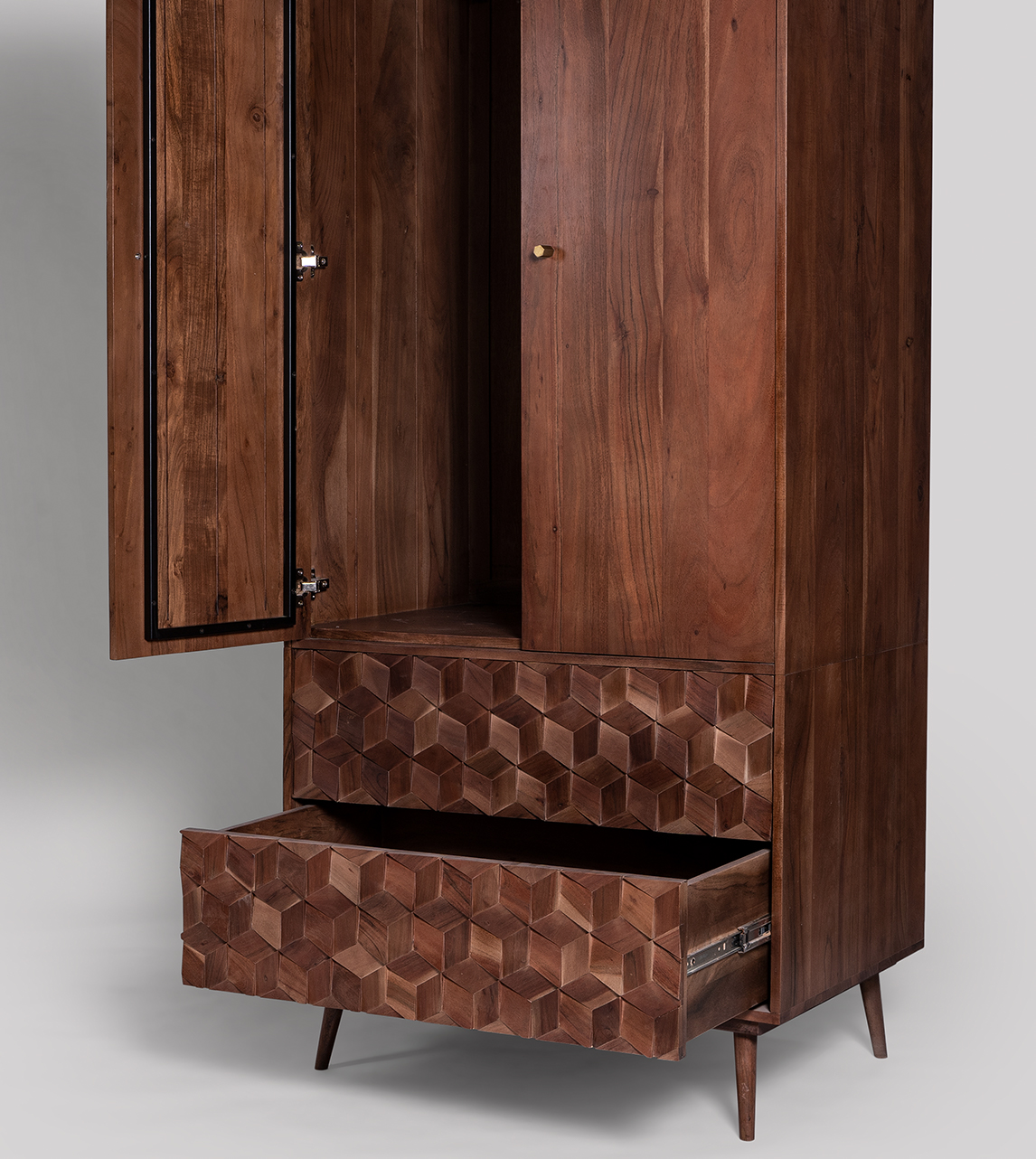 Terning MidCentury Double Wardrobe in Dark Brown Acacia Swoon