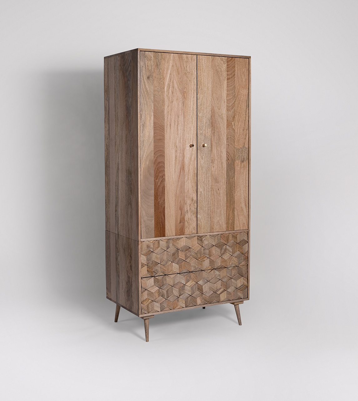 Terning MidCentury Double Wardrobe in Natural Mango Wood Swoon