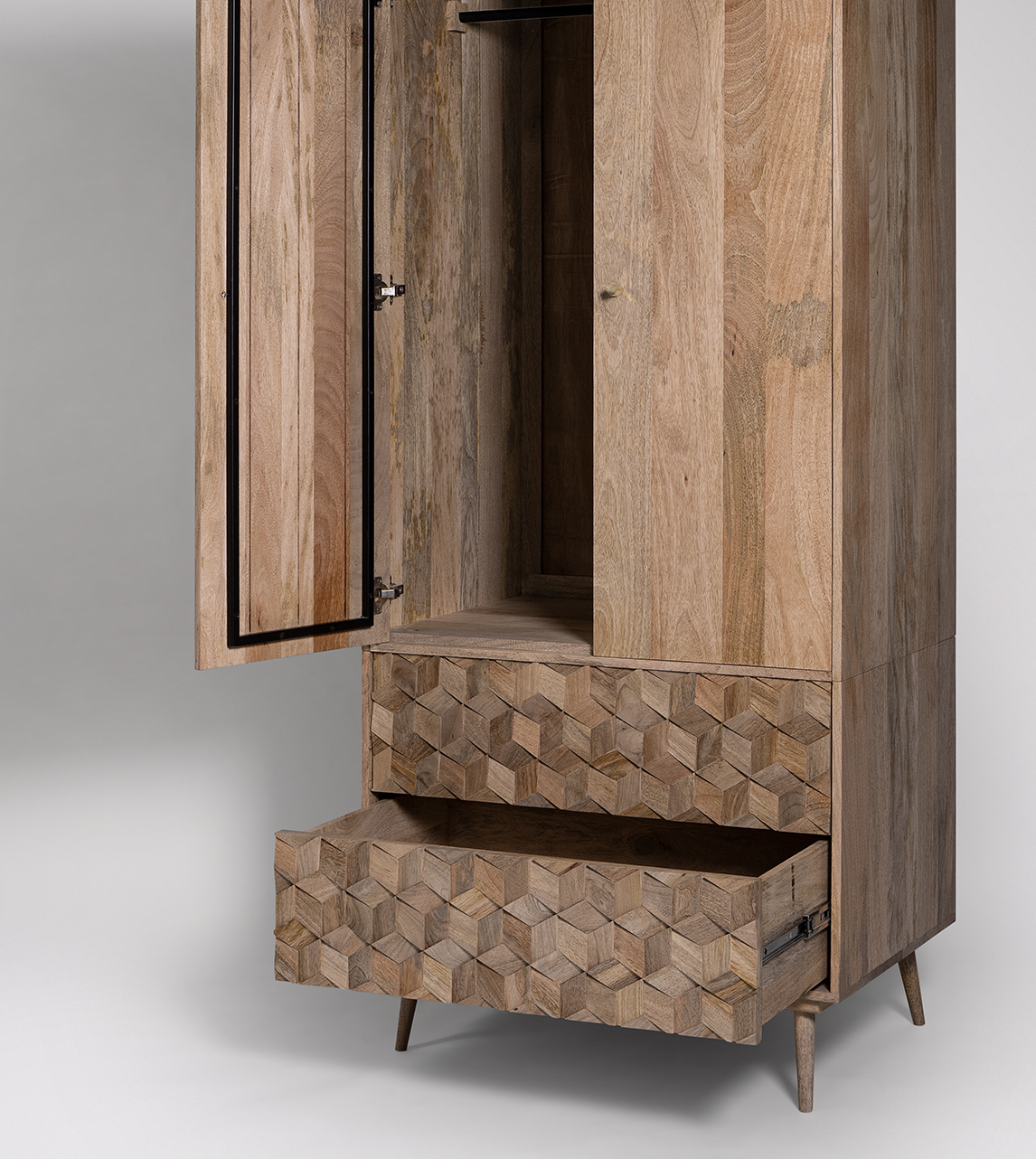 Terning MidCentury Double Wardrobe in Natural Mango Wood Swoon