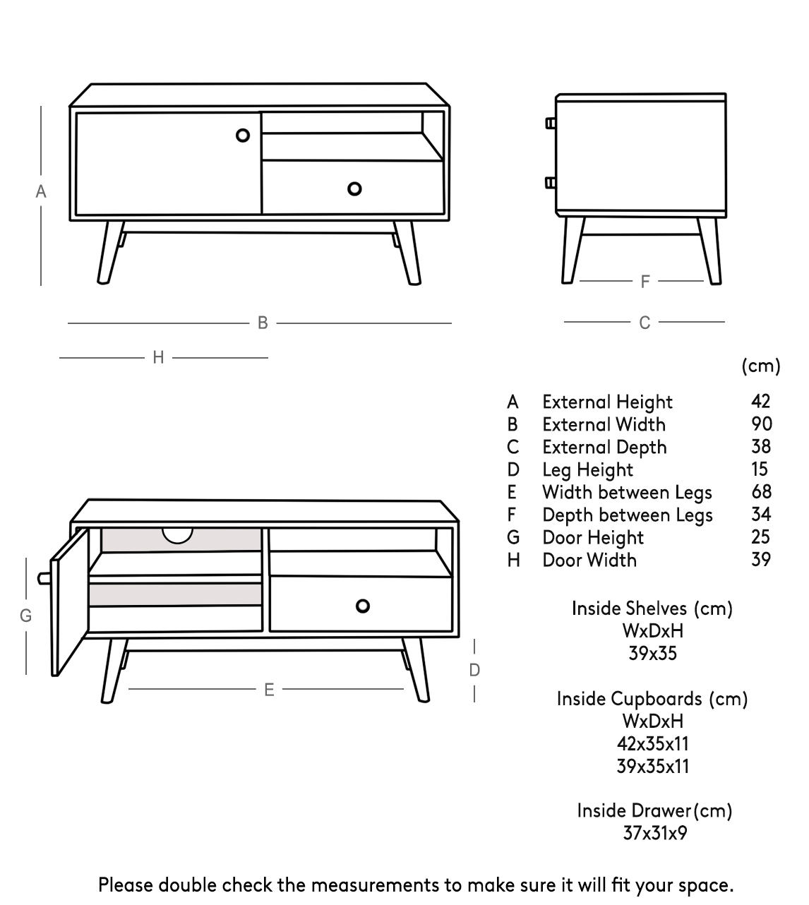 Thurlestone Scandi Style Small TV Stand in China Blue Swoon