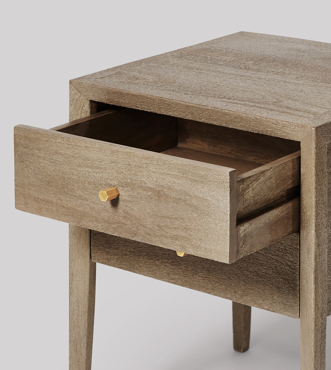 Valente Bedside Table, MidCentury Modern Style in Sandblasted Grey Swoon