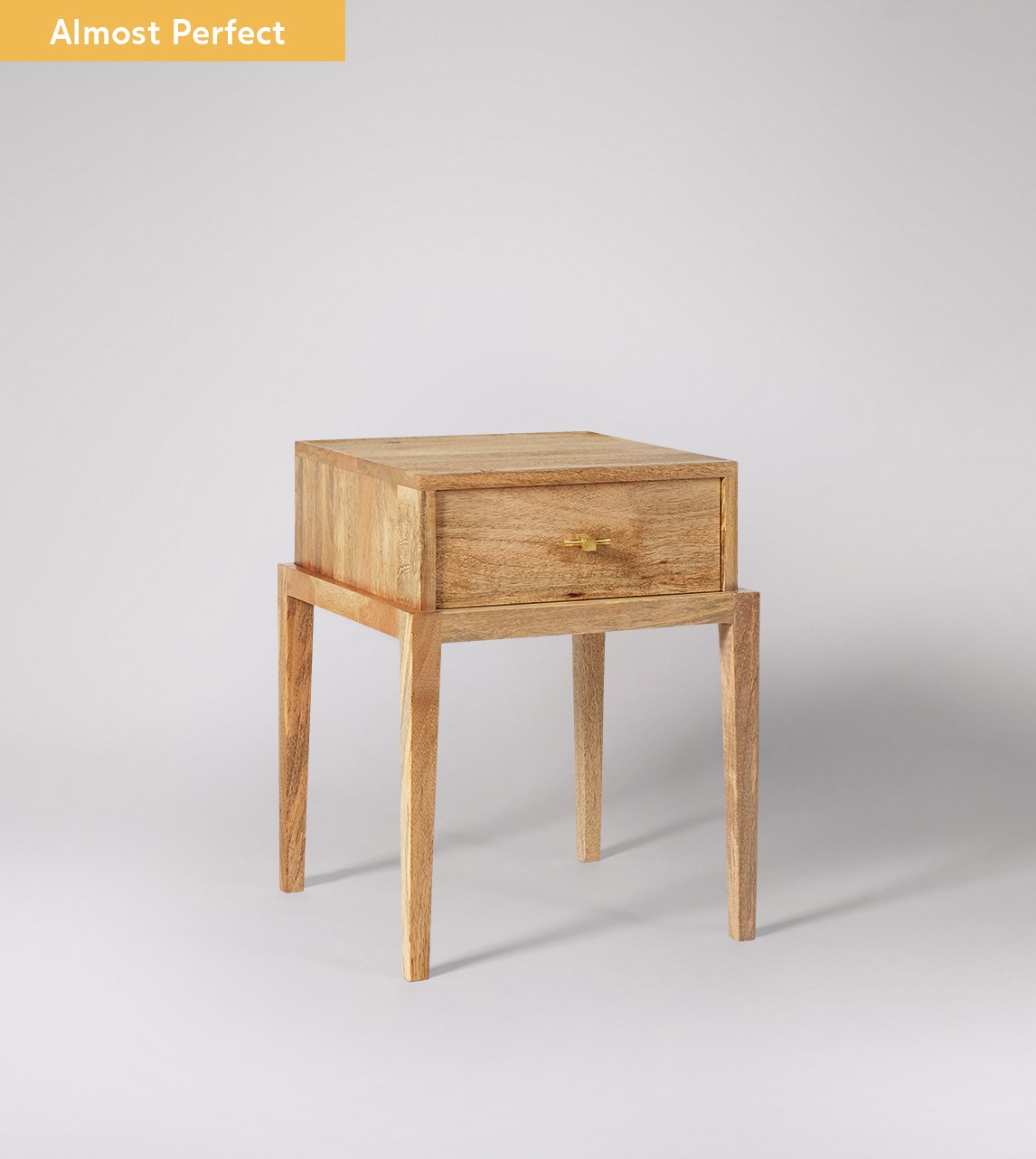 Verne Bedside Table, Contemporary Style in Natural Mango Wood. Almost