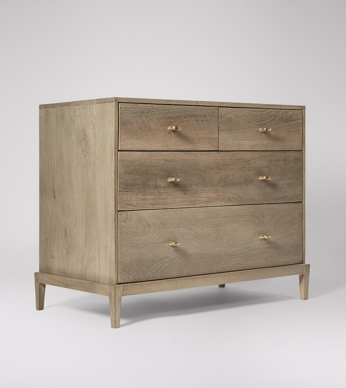 Verne Contemporary Style Chest of Drawers in Sandblasted Grey Mango