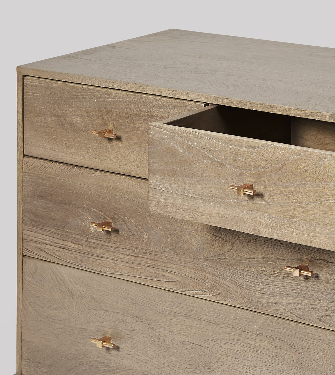 Verne Contemporary Style Chest of Drawers in Sandblasted Grey Mango