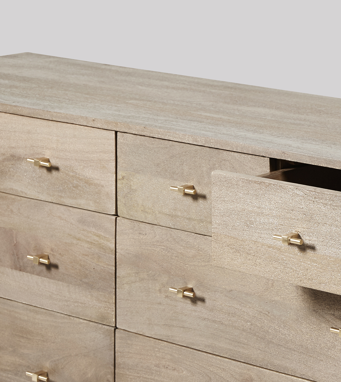 Verne Chest of Drawers, MidCentury Modern Style in Grey Wash Mango