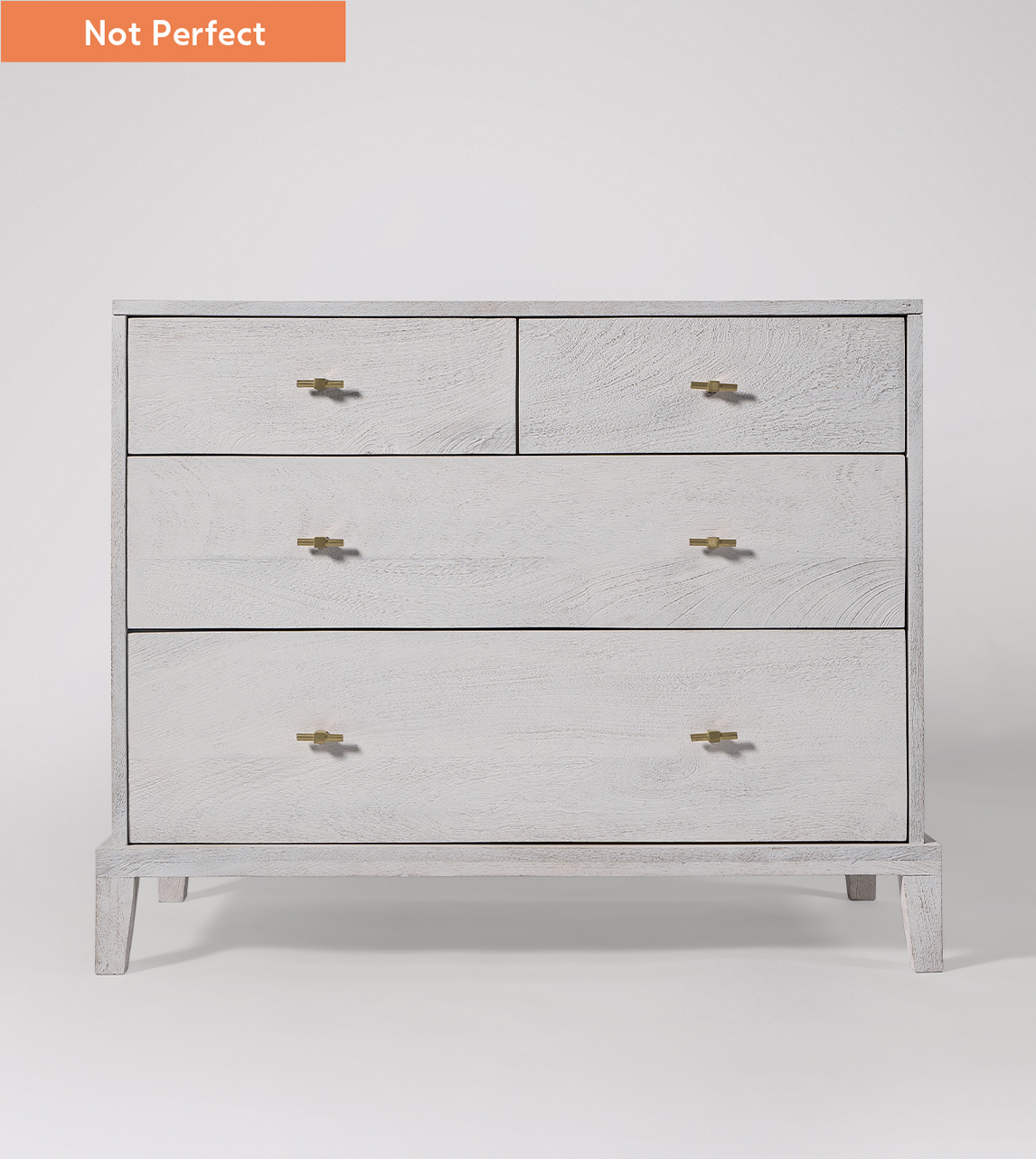 Verne Classic Fourdrawer Chest of Drawers in Sandblasted White Mango
