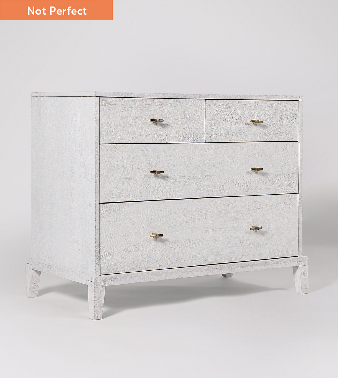 Verne Classic Fourdrawer Chest of Drawers in Sandblasted White Mango