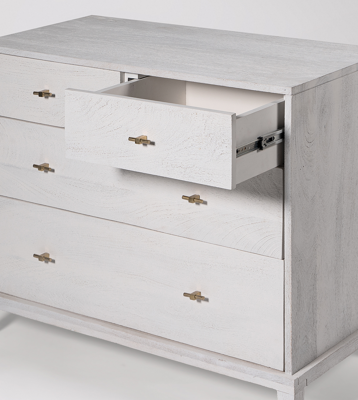 Verne Classic Fourdrawer Chest of Drawers in Sandblasted White Mango