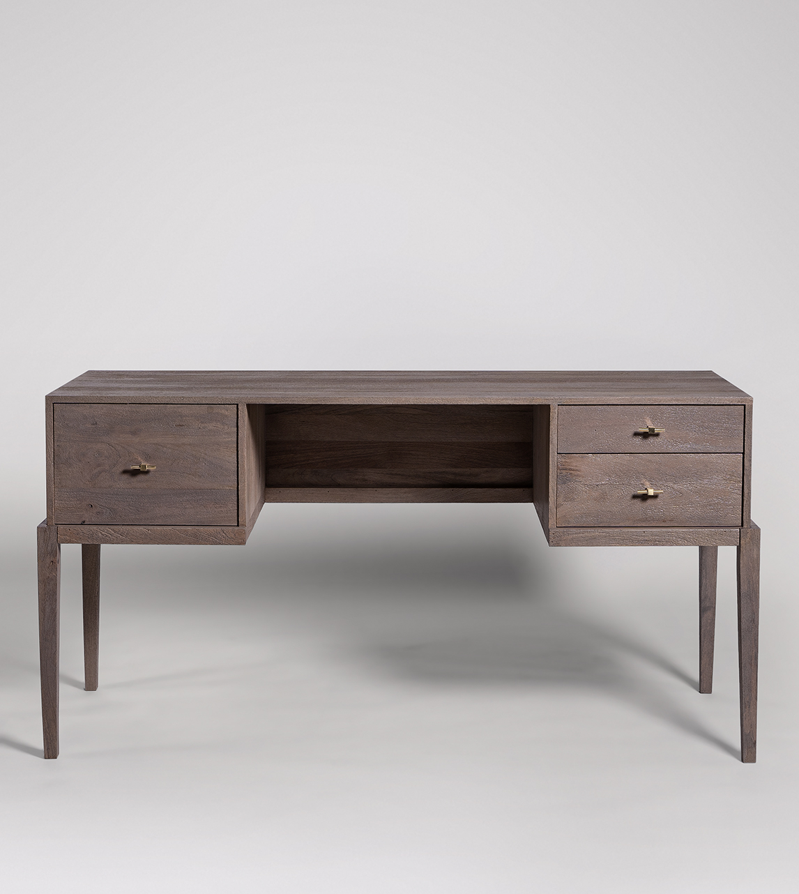 Verne Classic Double Pedestal Desk in Sandblasted Grey Mango Wood
