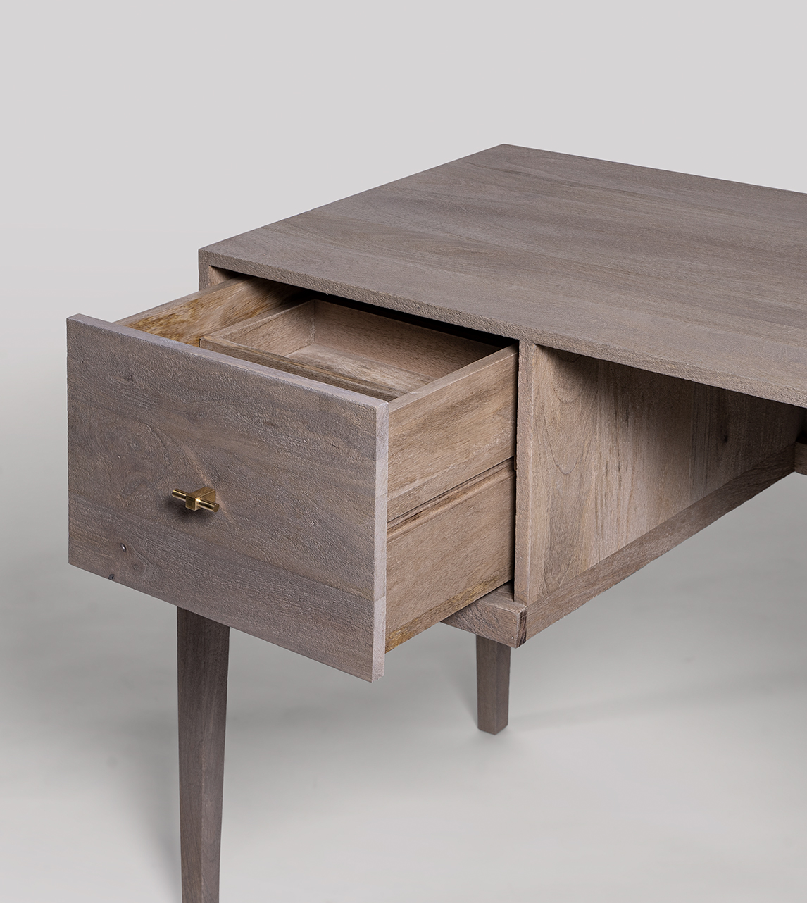 Verne Classic Double Pedestal Desk in Sandblasted Grey Mango Wood