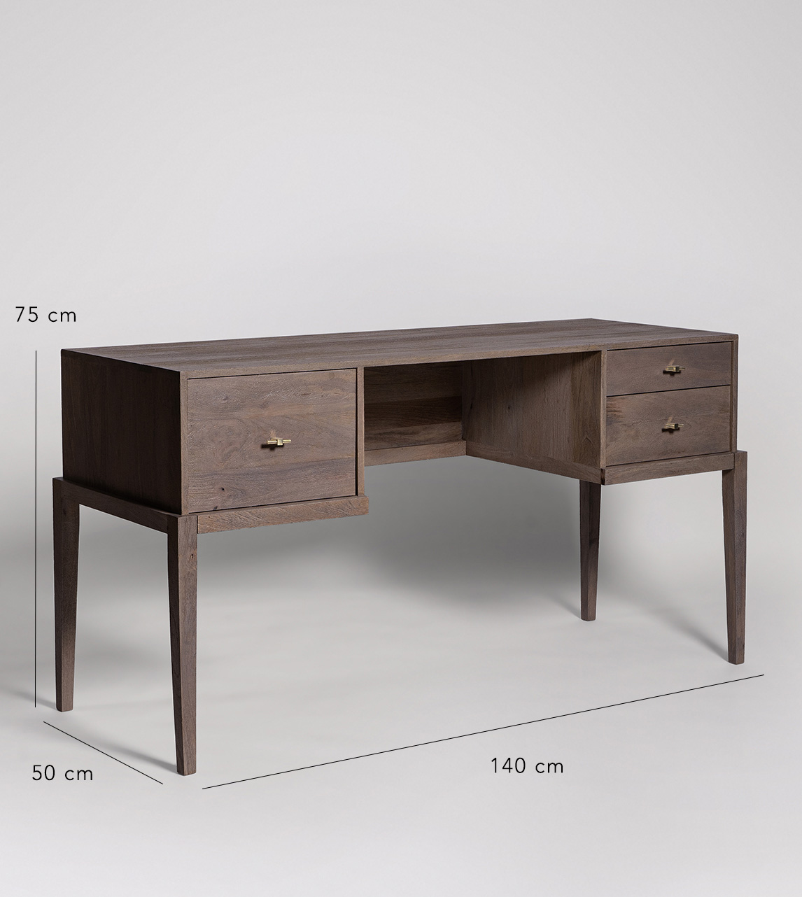 Verne Classic Double Pedestal Desk in Sandblasted Grey Mango Wood