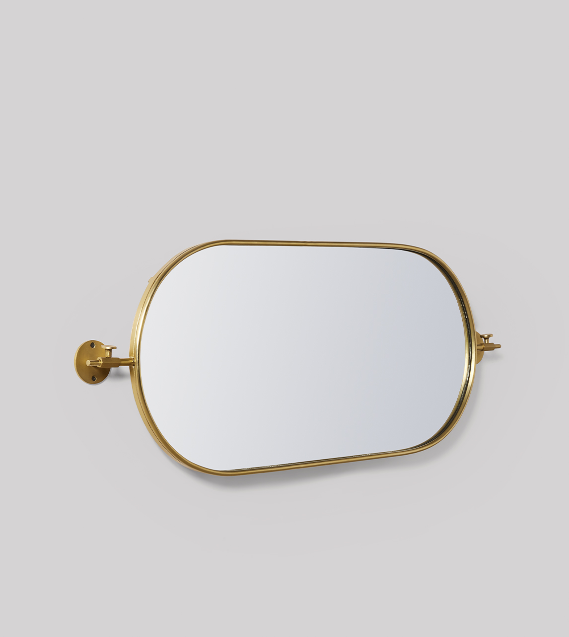 Verso Deco Style Oval Mirror in Brass Swoon