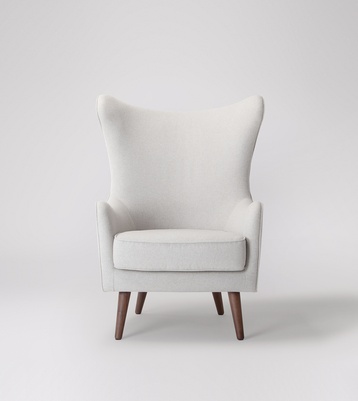 Zel Contemporary Armchair in Light Grey Velvet & Walnut Swoon